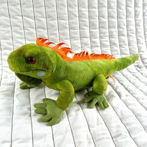 Wild Republic Iguana Plush Stuffed Animal Green Orange Lizard Realistic Soft 24"